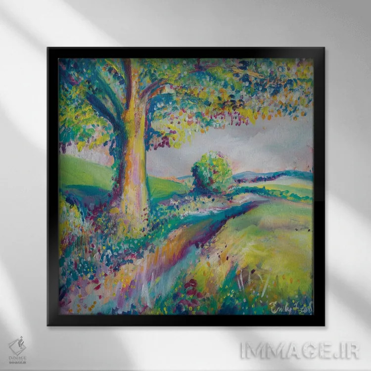 تابلو درخت آرام II اثر امیلی لوئیز هرد - نمای قابدار مشکی