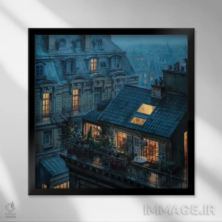 تابلو پناهگاه سقفی اثر اوگنی لوشپین - نمای قابدار مشکی