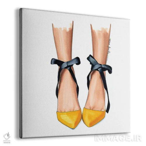 تابلو "کفش پاشنهبلند سیاه و زرد" اثر الزا فوچه - نمای پرسپکتیو محصول