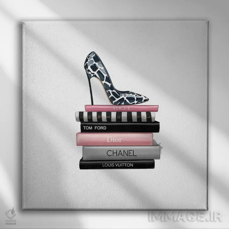 تابلو "کتاب و کفش پاشنهبلند" اثر الزا فوچه - نمای روبهرو روی دیوار