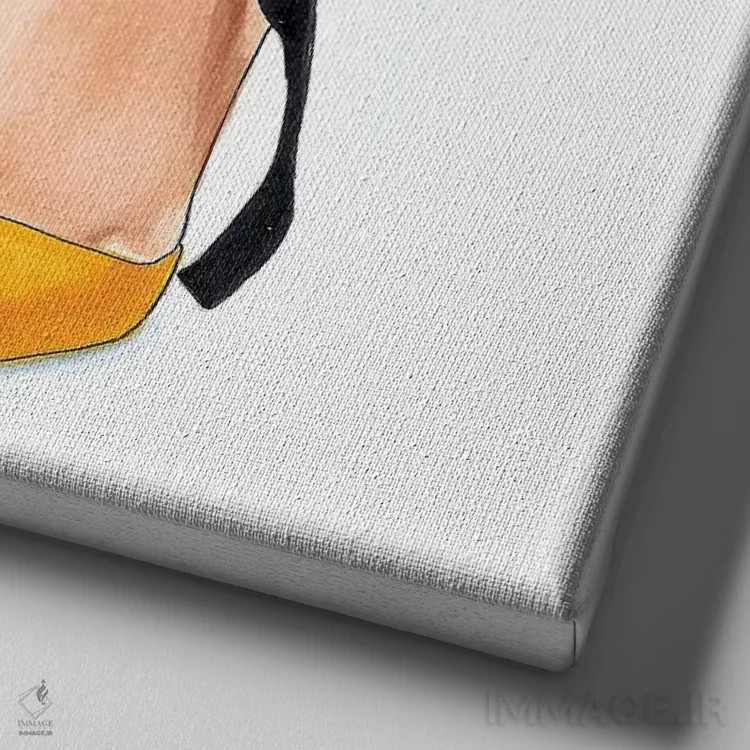 تابلو "کفش پاشنهبلند سیاه و زرد" اثر الزا فوچه - نمای نزدیک بافت بوم