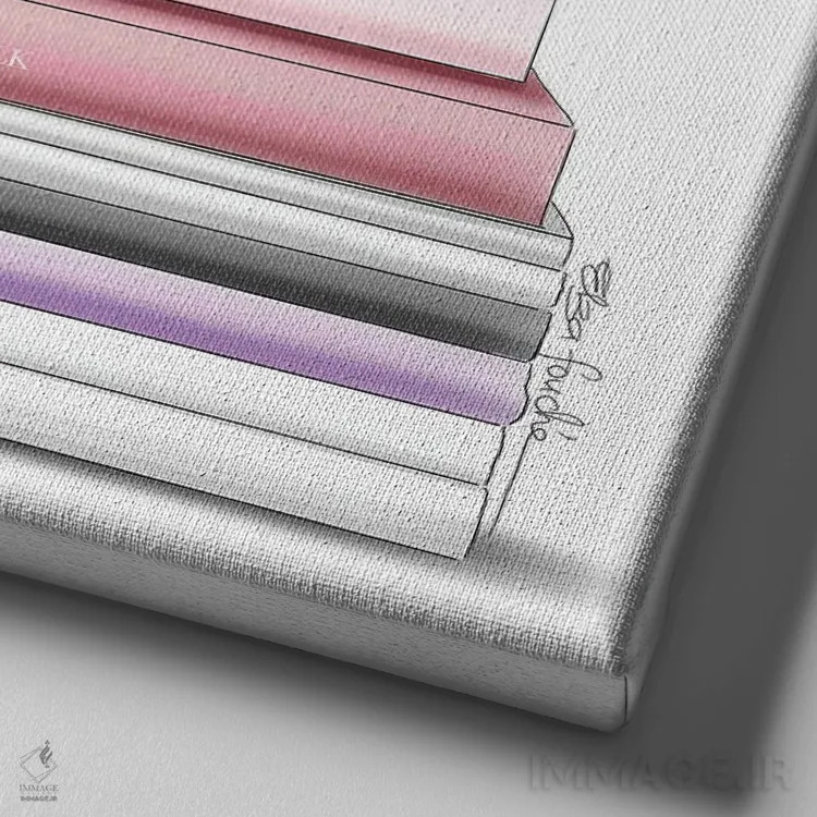 تابلو کفشهای صورتی پررنگ و کتابها اثر الزا فوچه - نمای نزدیک بافت بوم