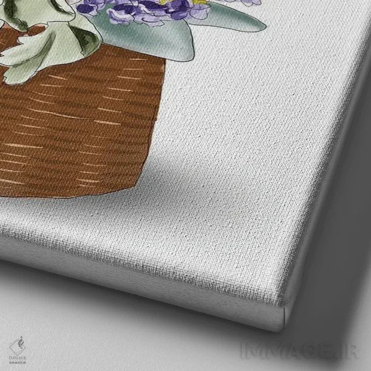 تابلو سبد گلها اثر الزا فوچه - نمای نزدیک بافت بوم