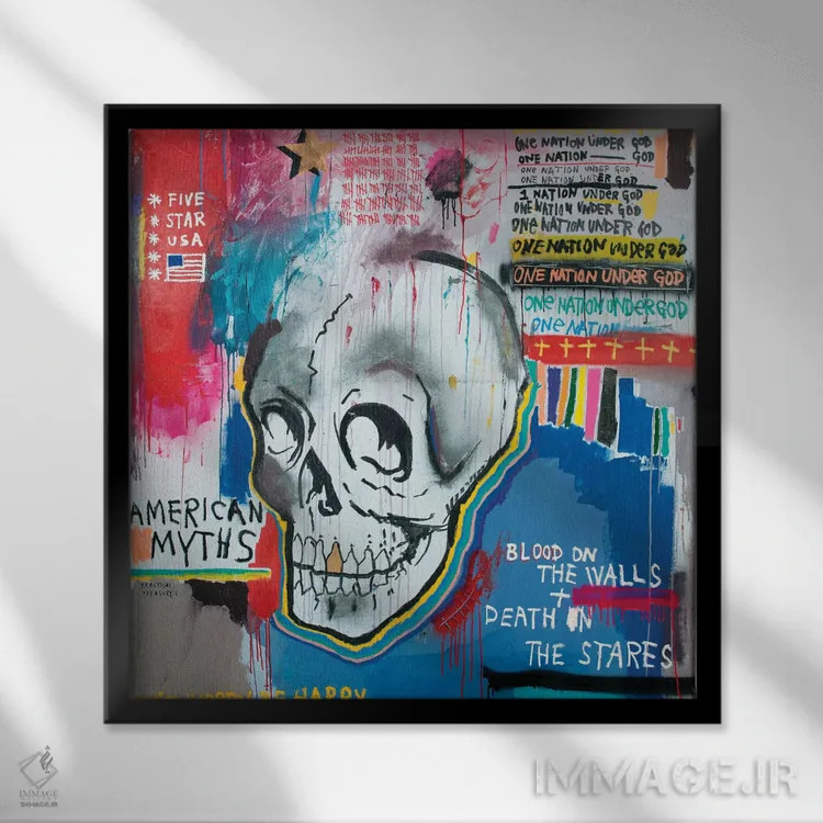 تابلو آمریکای پنجستاره اثر اددی لاو - نمای قابدار مشکی