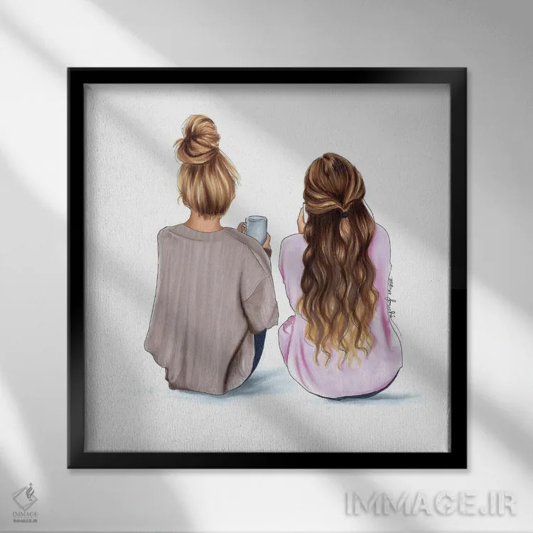تابلو خواهران اثر الزا فوچه - نمای قابدار مشکی