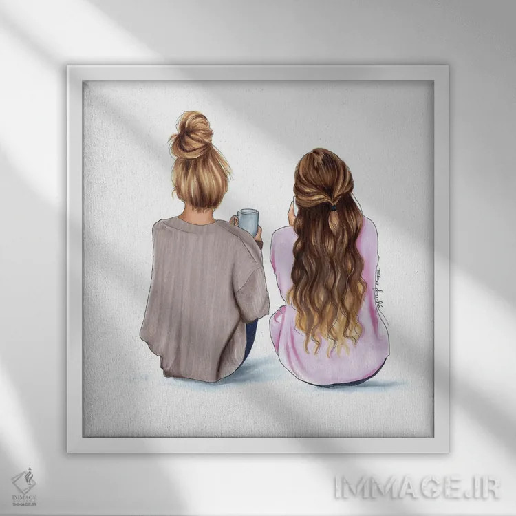 تابلو خواهران اثر الزا فوچه - نمای قابدار سفید