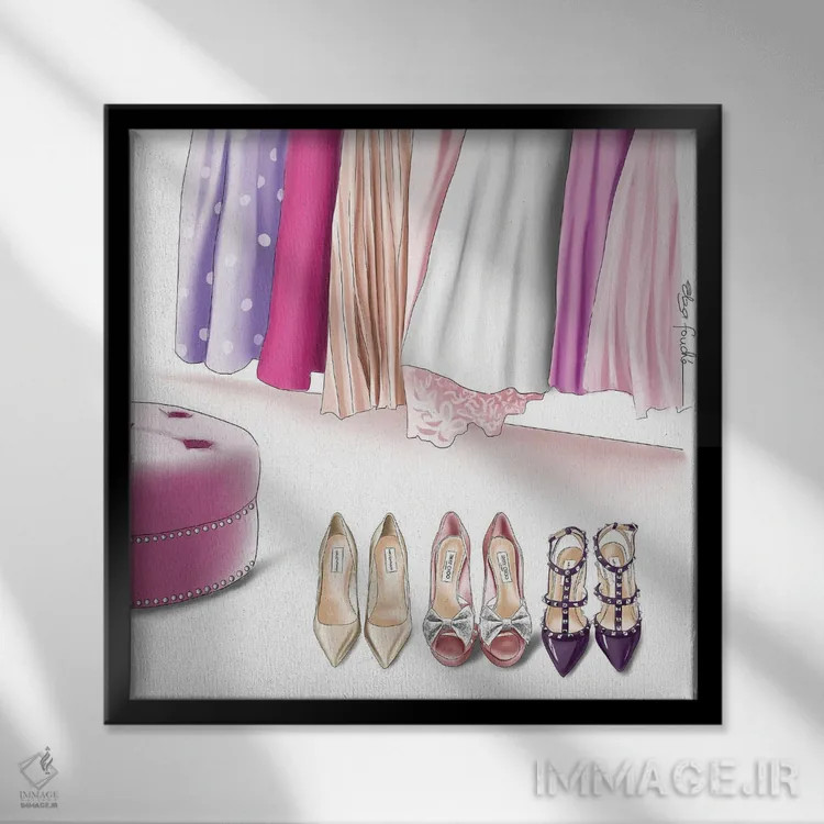 تابلو آرزوهای کمد لباس اثر الزا فوچه - نمای قابدار مشکی