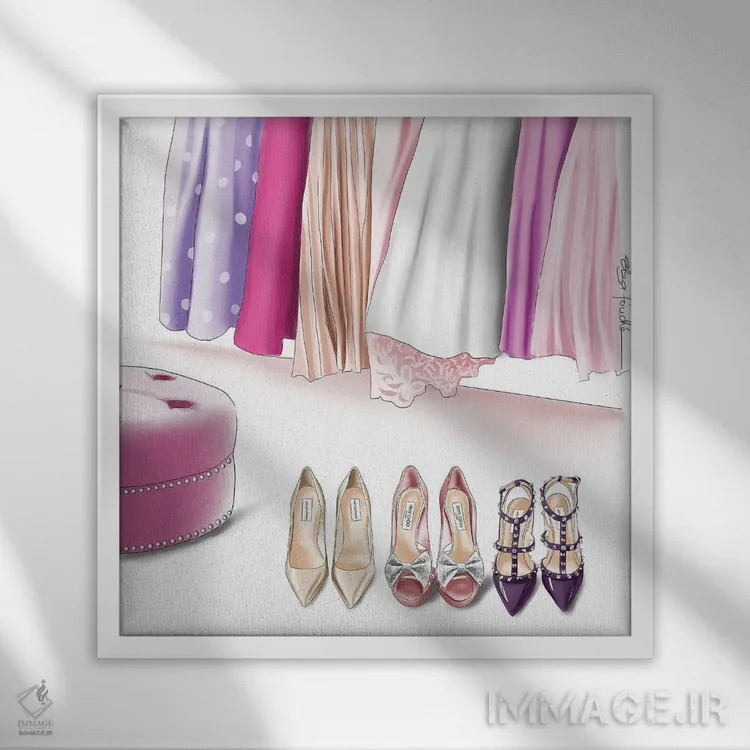 تابلو آرزوهای کمد لباس اثر الزا فوچه - نمای قابدار سفید