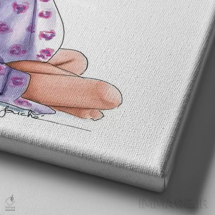 تابلو مادر و دختر اثر الزا فوچه - نمای نزدیک بافت بوم