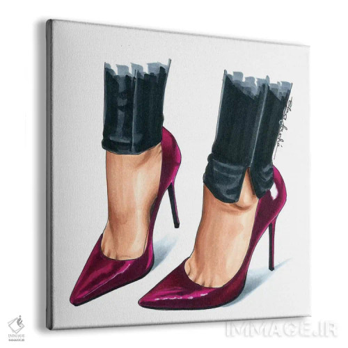 تابلو کفش پاشنهدار با طرح پئونیا اثر الزا فوچه - نمای پرسپکتیو محصول