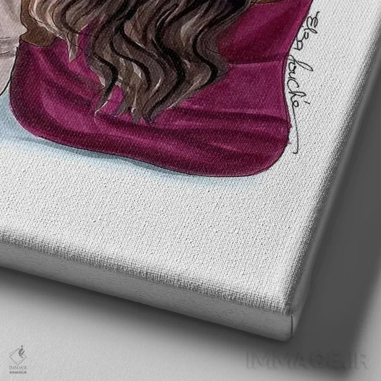 تابلو سه نفر ما اثر الزا فوچه - نمای نزدیک بافت بوم