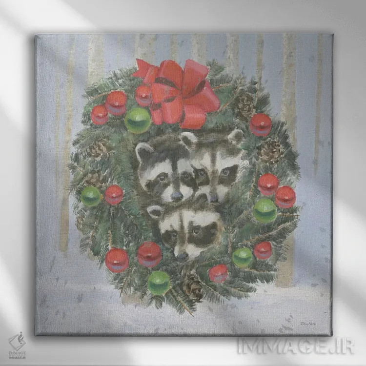 تابلو حیوانات کریسمسی شاد ۶ اثر امیلی آدامز - نمای روبهرو روی دیوار