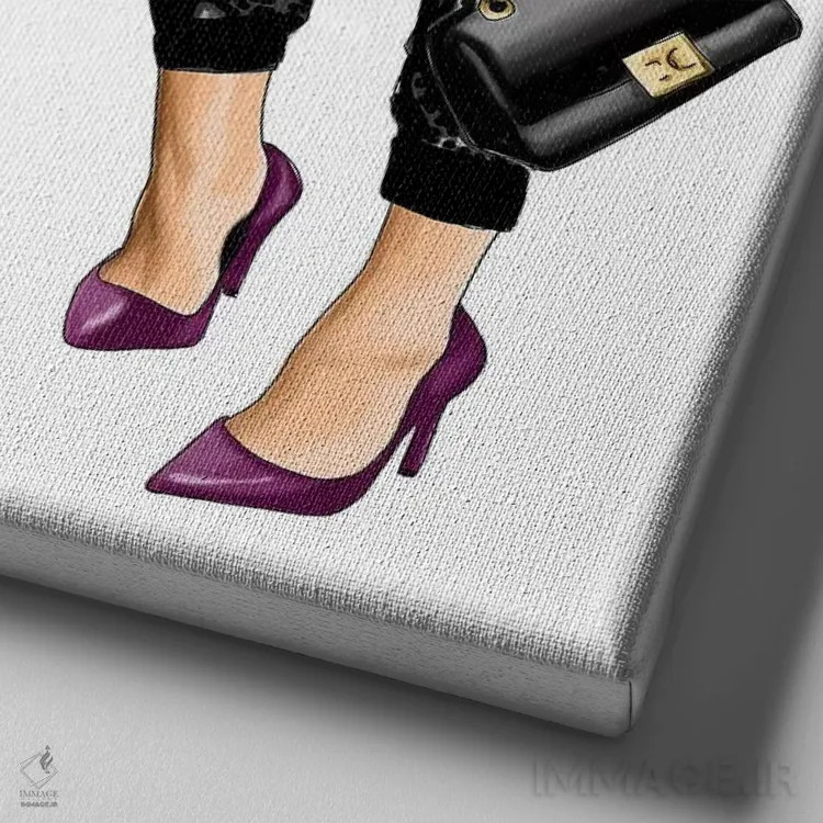 تابلو شب بیرون اثر الزا فوچه - نمای نزدیک بافت بوم