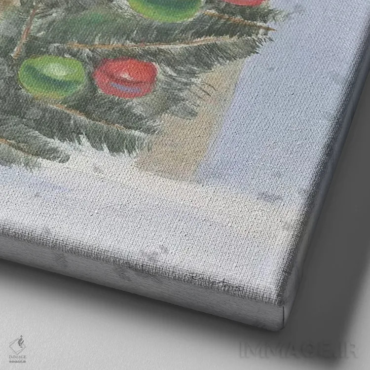 تابلو حیوانات کریسمسی شاد ۶ اثر امیلی آدامز - نمای نزدیک بافت بوم