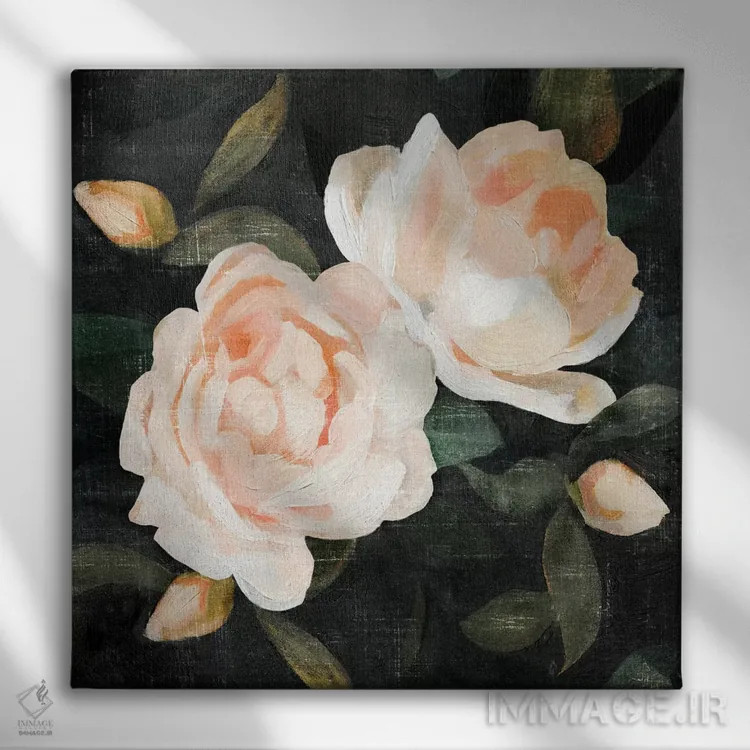 تابلو رزهای باغ نرم ۲ اثر اما کارولین - نمای روبهرو روی دیوار