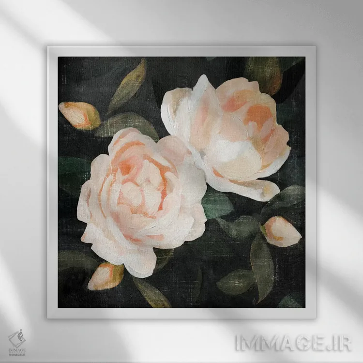 تابلو رزهای باغ نرم ۲ اثر اما کارولین - نمای قابدار سفید