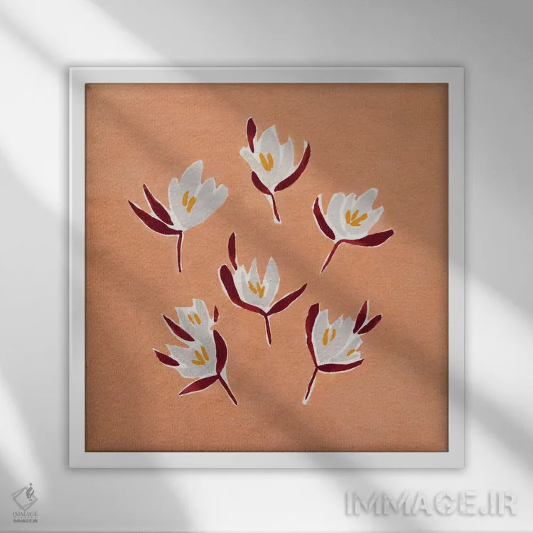 تابلو شکوفههای ریز ۱ اثر اما کارولین - نمای قابدار سفید