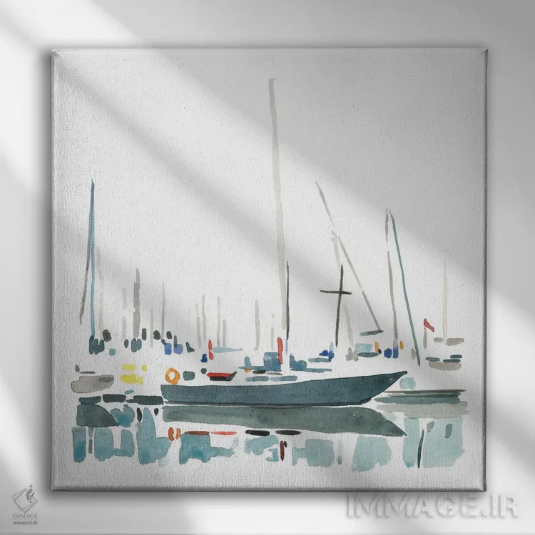 تابلو منظره قایق بادبانی ۱ اثر اما کارولین - نمای روبهرو روی دیوار