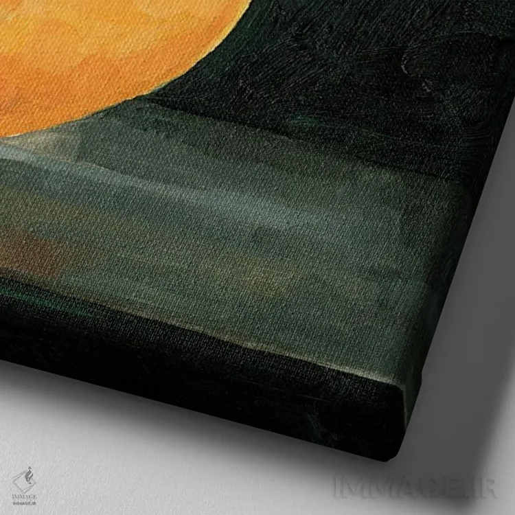 تابلو طبیعت بیجان پرتقال تیره ۱ اثر اما کارولین - نمای نزدیک بافت بوم