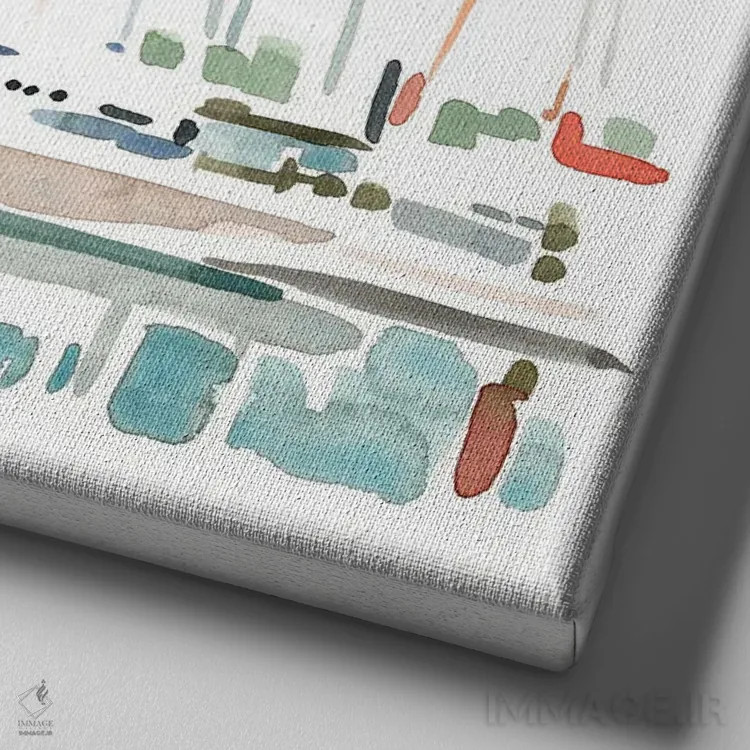 تابلو منظره قایق بادبانی ۲ اثر اما کارولین - نمای نزدیک بافت بوم