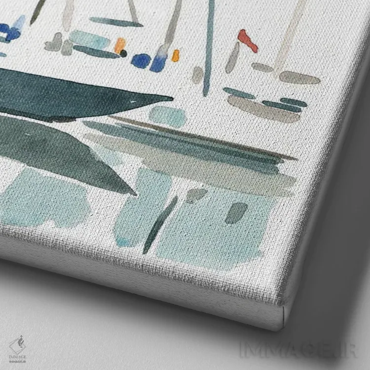 تابلو منظره قایق بادبانی ۱ اثر اما کارولین - نمای نزدیک بافت بوم