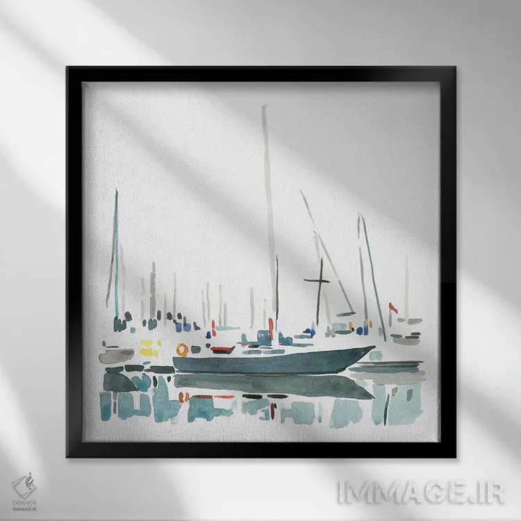 تابلو منظره قایق بادبانی ۱ اثر اما کارولین - نمای قابدار مشکی