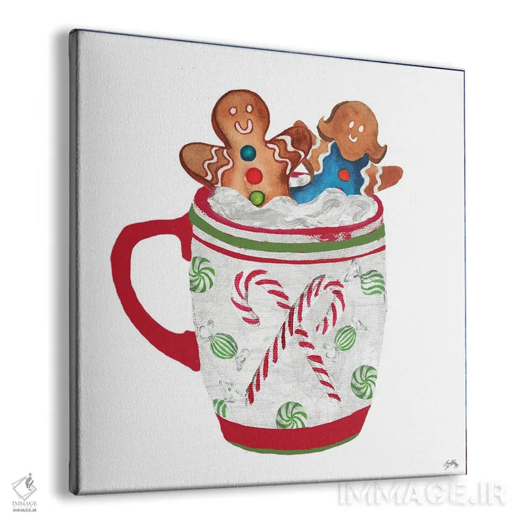 تابلو نان زنجبیلی و یک ماگ پر از کاکائو ۱ اثر الیزابت مدلی - نمای پرسپکتیو محصول