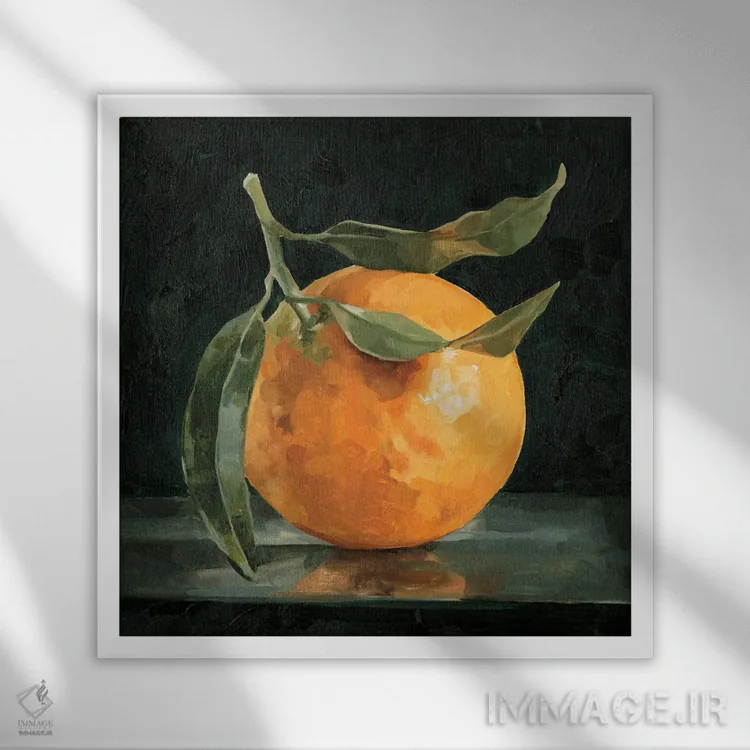 تابلو طبیعت بیجان پرتقال تیره ۱ اثر اما کارولین - نمای قابدار سفید