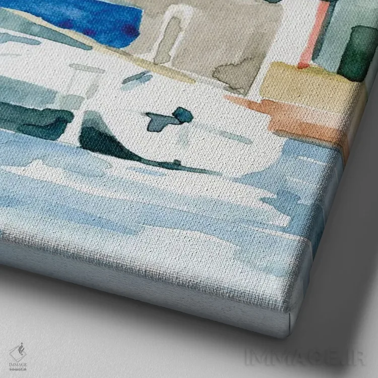 تابلو تابستان در شهر ساحلی ۲ اثر اما کارولین - نمای نزدیک بافت بوم