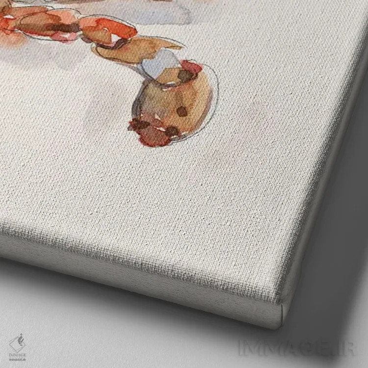 تابلو خرچنگ صدفی ۲ اثر اما کارولین - نمای نزدیک بافت بوم