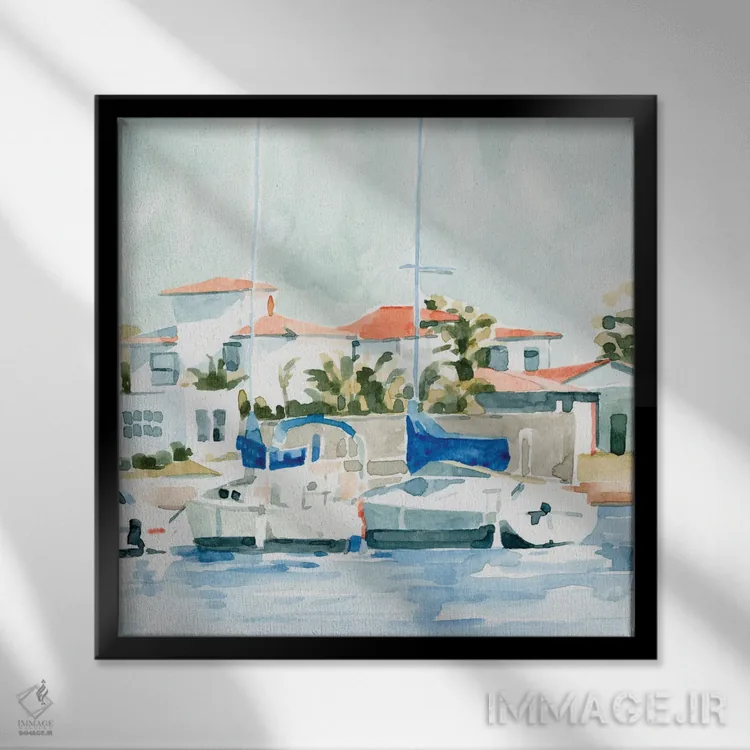 تابلو تابستان در شهر ساحلی ۲ اثر اما کارولین - نمای قابدار مشکی