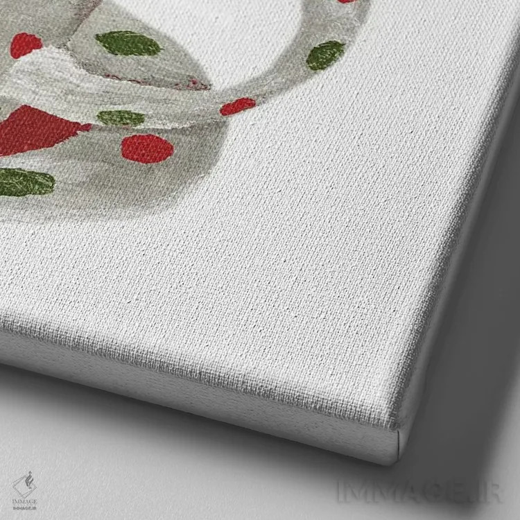 تابلو نان زنجبیلی و یک ماگ پر از کاکائو ۲ اثر الیزابت مدلی - نمای نزدیک بافت بوم