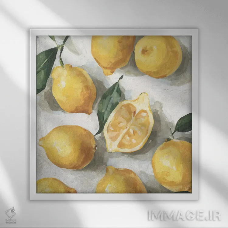تابلو لیموهای تازه ۱ اثر اما کارولین - نمای قابدار سفید