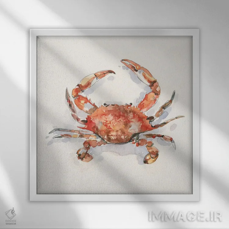 تابلو خرچنگ صدفی ۱ اثر اما کارولین - نمای قابدار سفید