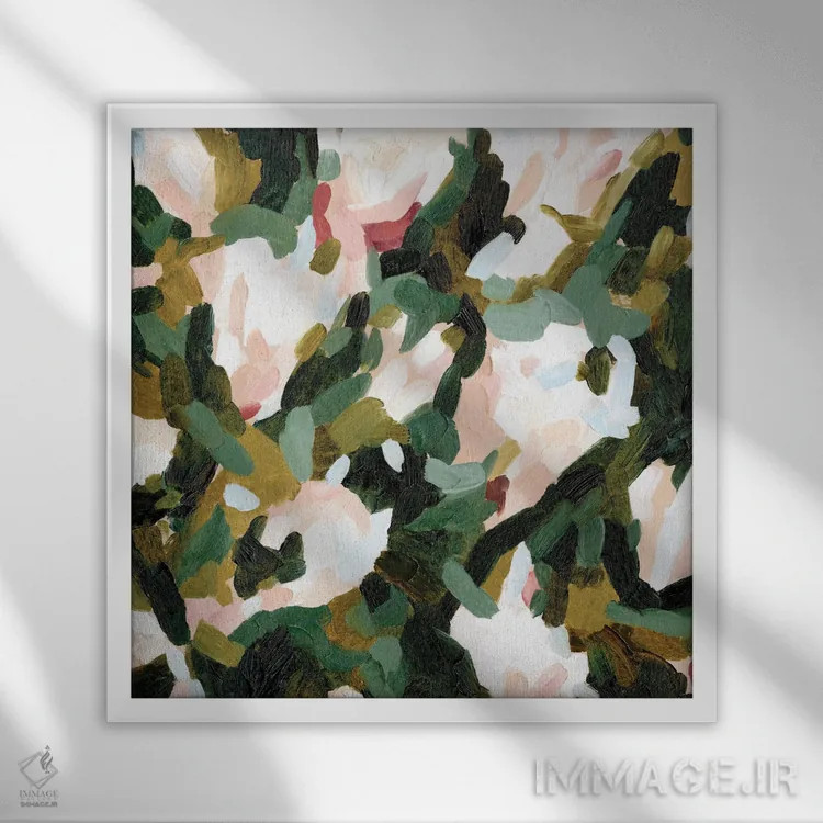 تابلو هجوم گلها ۱ اثر اما کارولین - نمای قابدار سفید