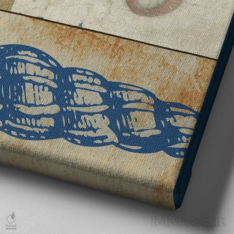 تابلو مربعهای محیط دریانوردی ۲ اثر الیزابت مدلی - نمای نزدیک بافت بوم