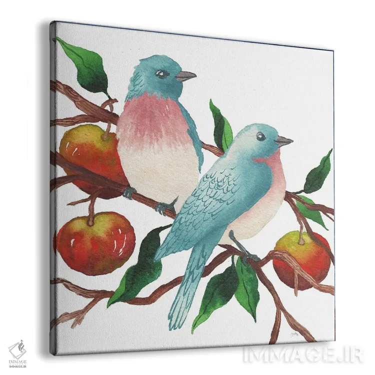 تابلو پرندگان و سیبها اثر الیزابت مدلی - نمای پرسپکتیو محصول