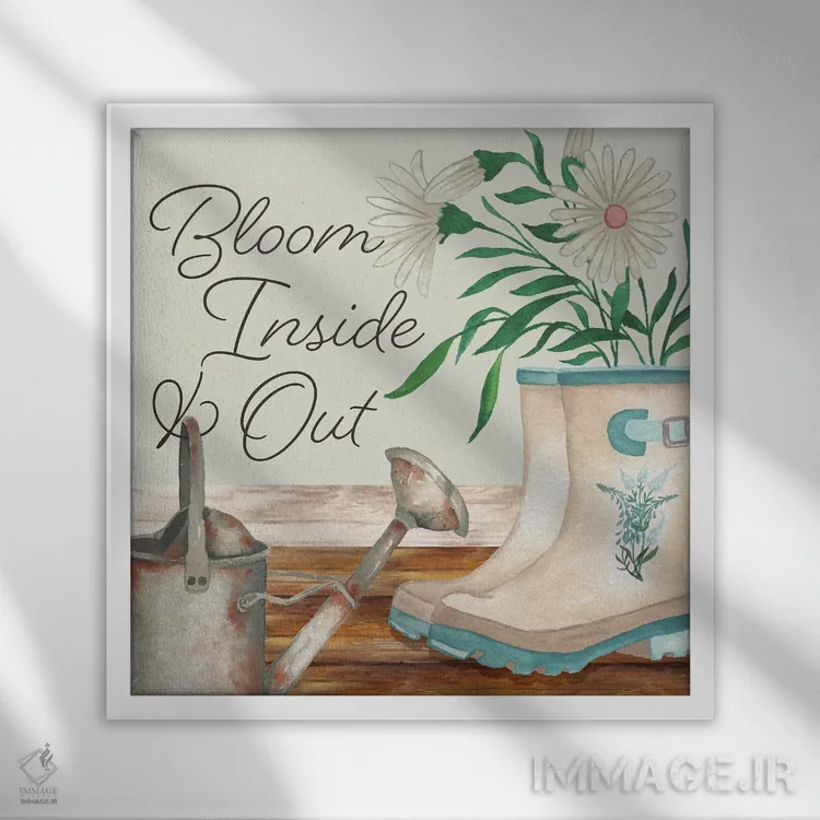 تابلو شکوفا شدن درون و بیرون اثر الیزابت مدلی - نمای قابدار سفید