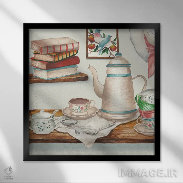 تابلو صحنهٔ کلبه ۱ اثر الیزابت مدلی - نمای قابدار مشکی