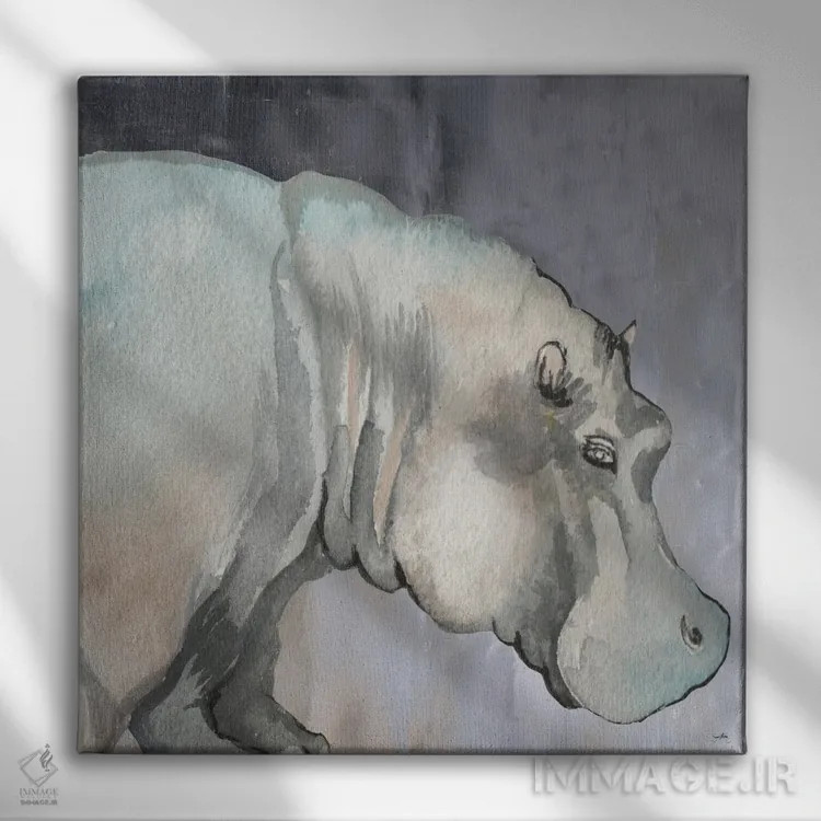 تابلو اسبآبی متفکر اثر الیزابت مدلی - نمای روبهرو روی دیوار