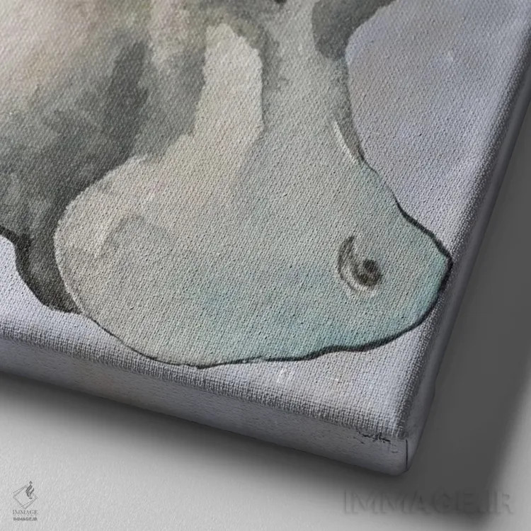 تابلو اسبآبی متفکر اثر الیزابت مدلی - نمای نزدیک بافت بوم