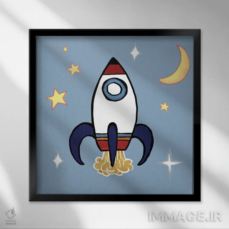 تابلو سفینهٔ موشکی اثر الیزابت مدلی - نمای قابدار مشکی