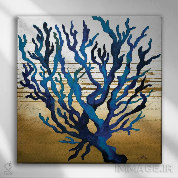 تابلو آبی ساحلی ۱ اثر الیزابت مدلی - نمای روبهرو روی دیوار