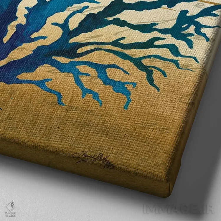 تابلو آبی ساحلی ۲ اثر الیزابت مدلی - نمای نزدیک بافت بوم