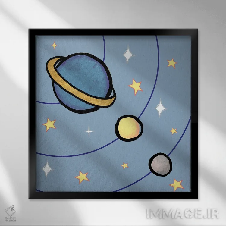 تابلو سامانهٔ خورشیدی ناقص اثر الیزابت مدلی - نمای قابدار مشکی