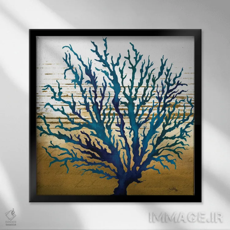 تابلو آبی ساحلی ۲ اثر الیزابت مدلی - نمای قابدار مشکی