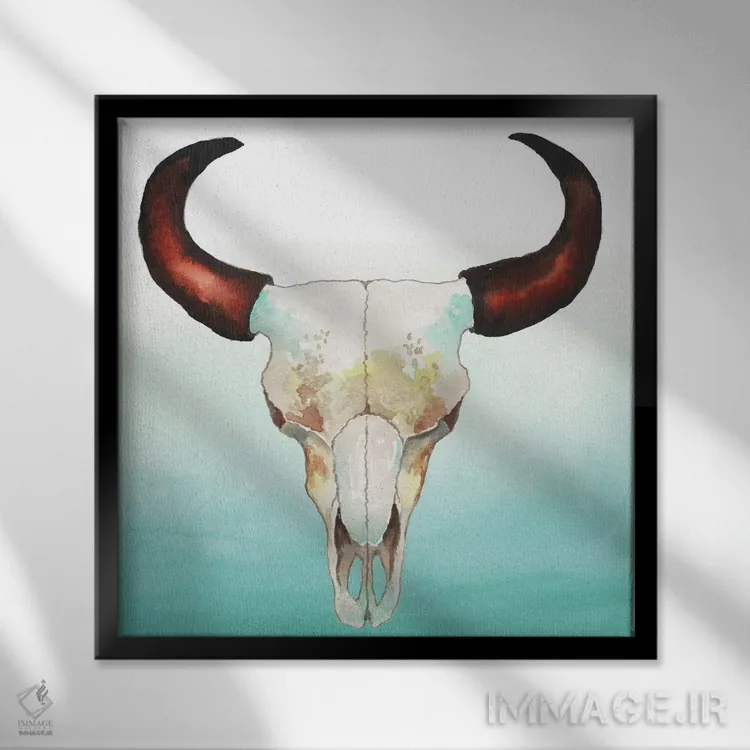 تابلو جمجمهٔ روستایی اثر الیزابت مدلی - نمای قابدار مشکی