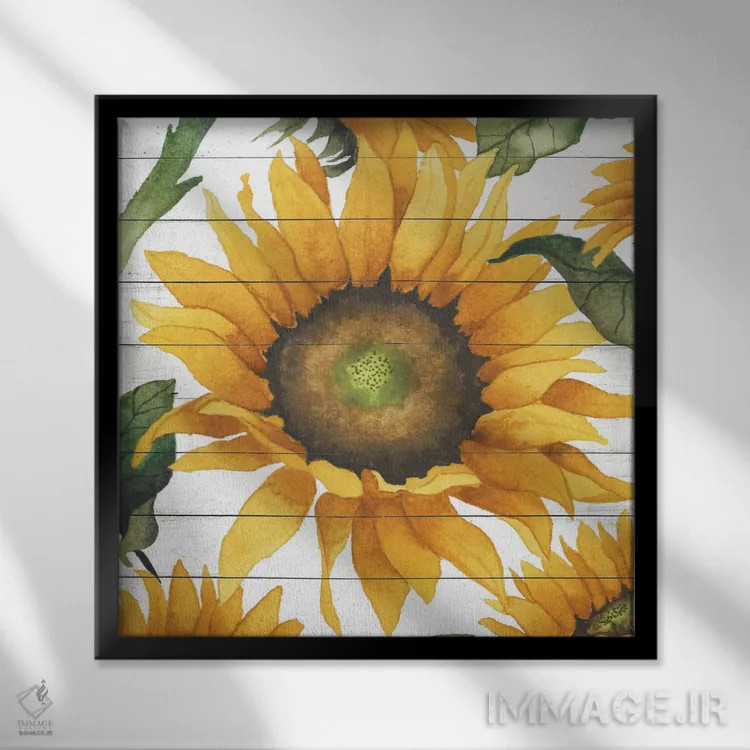 تابلو آفتابگردان شاد ۱ اثر الیزابت مدلی - نمای قابدار مشکی