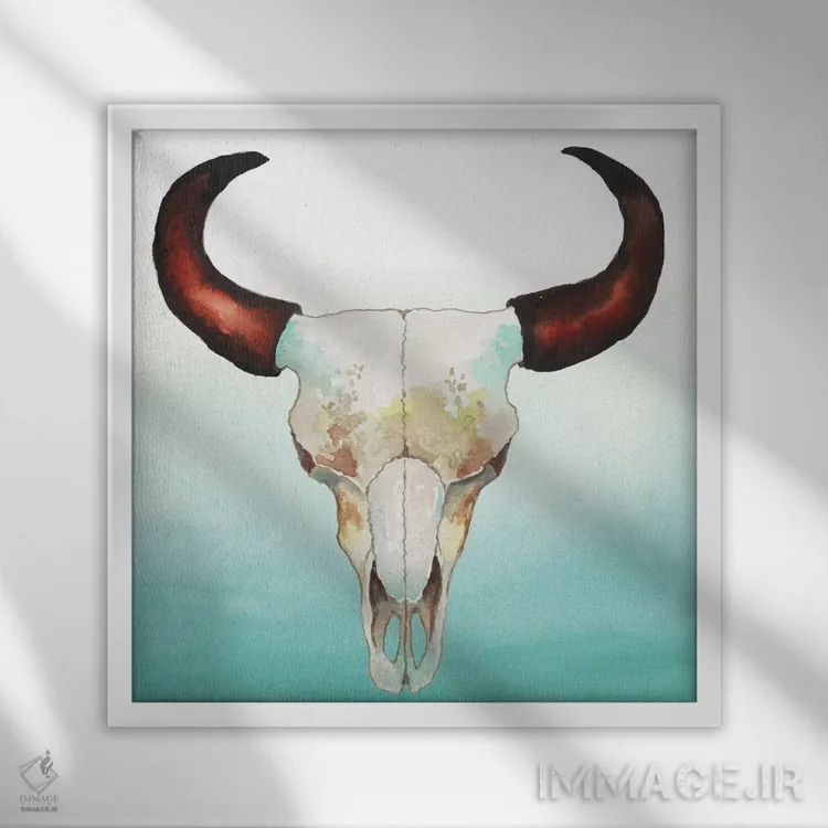 تابلو جمجمهٔ روستایی اثر الیزابت مدلی - نمای قابدار سفید