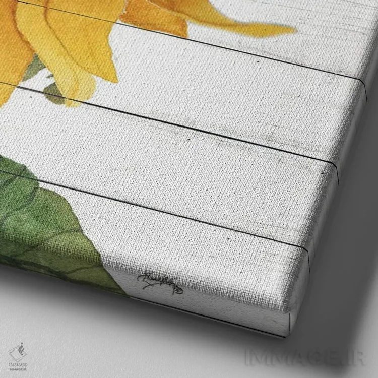 تابلو آفتابگردان شاد ۲ اثر الیزابت مدلی - نمای نزدیک بافت بوم